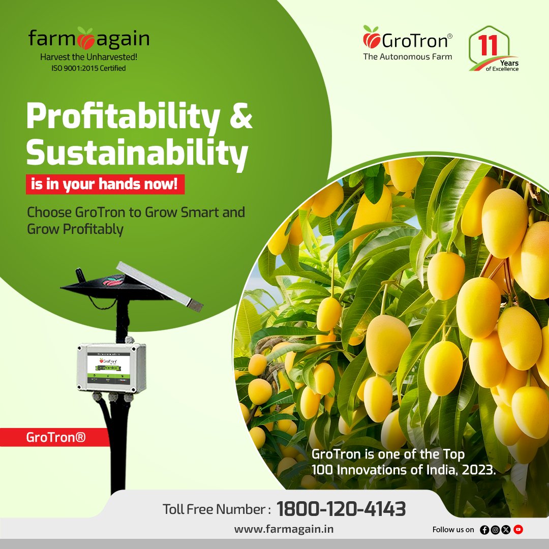 Boost Your Profits While Preserving Our Future #GroTron irrigation systems help achieve high yields with significantly less water. 

farmagain.in

#Agriculture #Smartagriculture #Agricultureandfarming #Automatedfarming #AgriculturalInnovation #GroTronTech #Farmagain