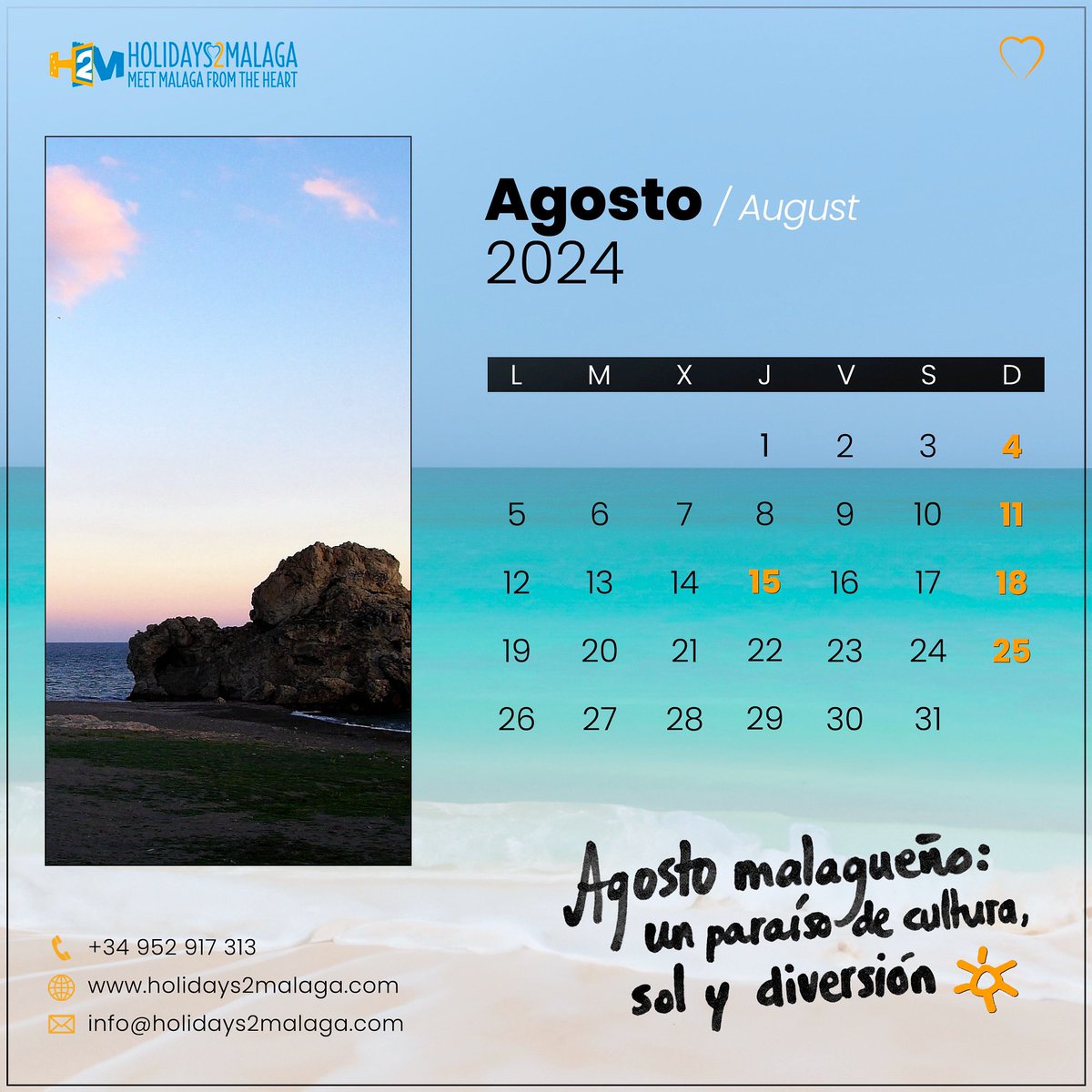 #BienvenidoAgosto☀️🏝️🍺#WelcomeAugust

🏠 holidays2malaga.com
☎️ +34644033138
📧 info@holidays2malaga.com

#costadelsol #andalucia #rentalapartments #apartamentovacacional #Turismo #malaga #vacaciones #playasdeespaña #ViveCostadelSol #turismodemalaga #MalagaTurismo
