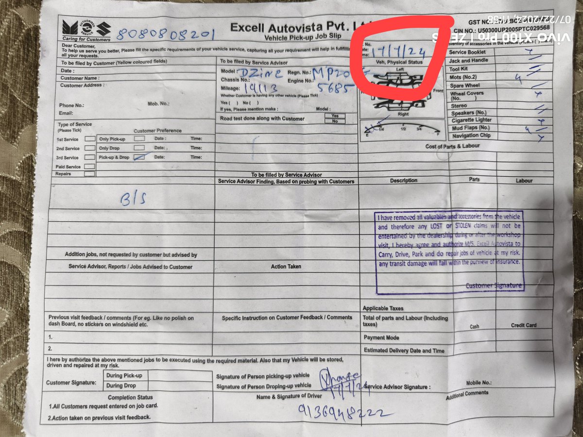 itsrupesh89's tweet photo. @MSArenaOfficial 
Dear maruti team,
My car was submitted on 17th July to the body shop of @ExcellAutovista taloja mumbai and almost 14 days completed but still my car isn't ready due to poor service and there is no proper response. https://t.co/NH56Q7oLc2