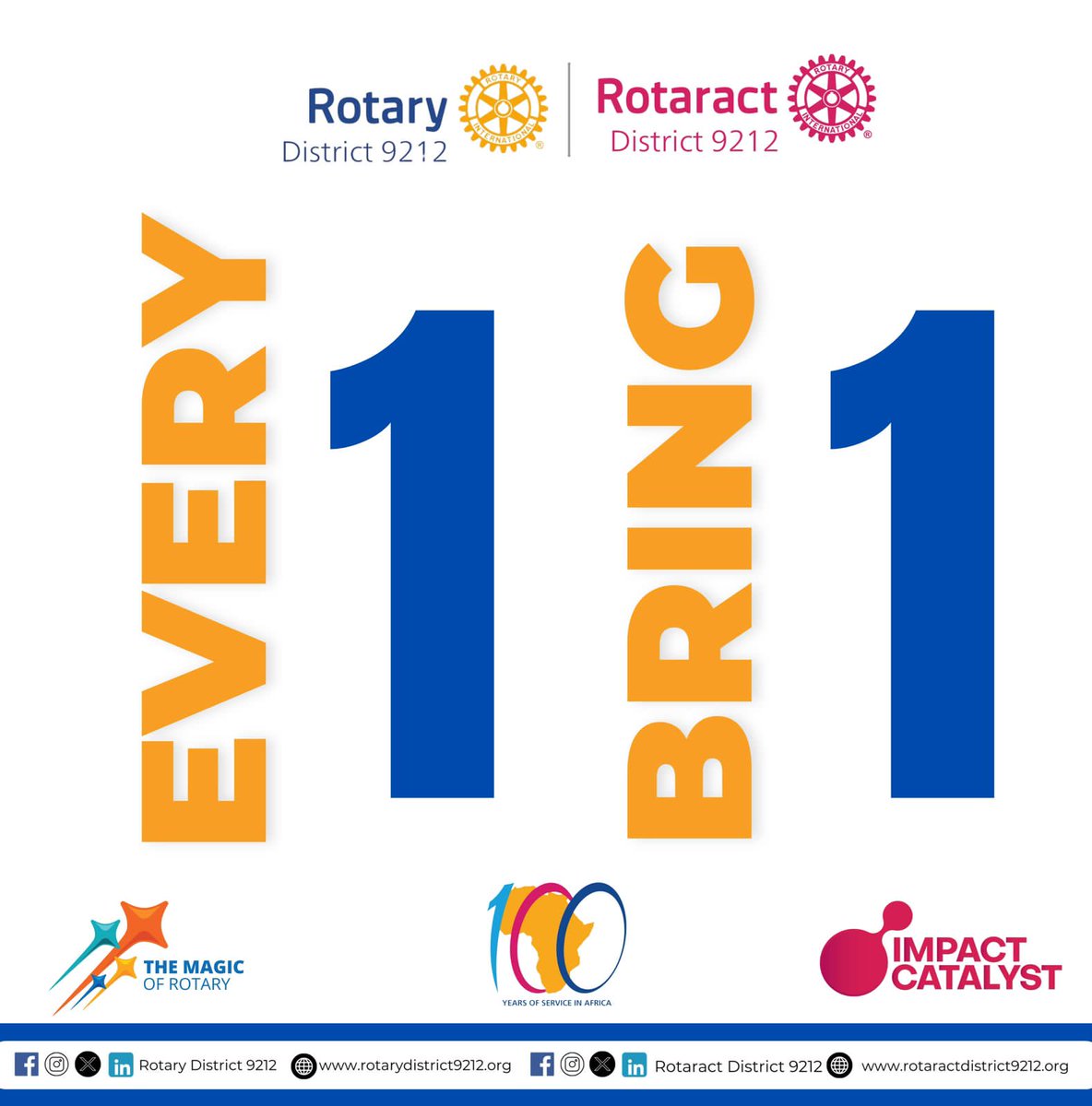 d9212_'s tweet photo. 🗓️ August is Membership Month 👥! 

Join us in our "Every 1 Bring 1" initiative.
💙 Invite a friend to join the Rotary family and help us amplify our impact 🌍.

Together, we can create lasting change 🫱🏾‍🫲🏿.

#MembershipMonth
#100YearsOfServiceInAfrica
#ImpactCatalyst
#MagicofRotary https://t.co/HgDBH9Bcnn