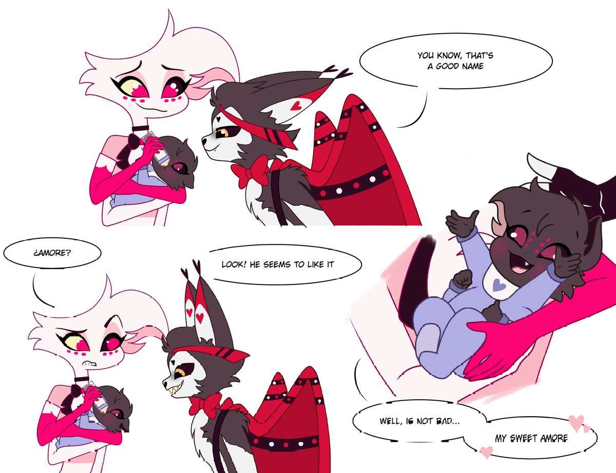 arion__sky's tweet photo. And that's the reason why Amore is called that 🤓

#HazbinHotel #huskerdust #angeldust #husk #HazbinHotelFanart https://t.co/qJY8GUnP99