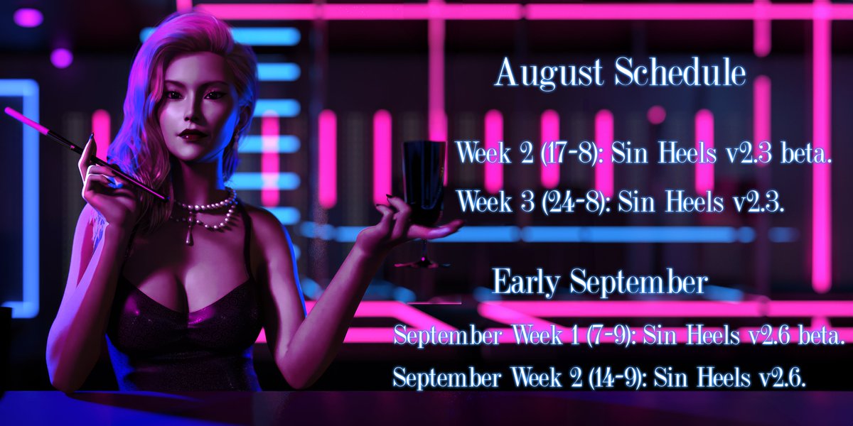 Hello everyone. Here is the Sin Heels August schedule.
Play the game here: patreon.com/posts/rotation…