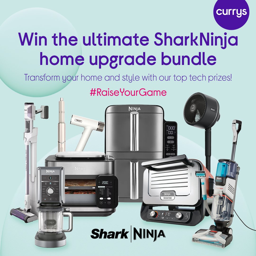 currys's tweet image. Ready to upgrade your home with the ultimate SharkNinja bundle? We're giving ONE lucky winner the chance to WIN it ALL! ✨ 

Simply like this post, follow @Currys and tag a friend in the replies below 👇 

Comp Closes 04/08
Full T&amp;amp;Cs: bit.ly/3Srs6W3
Good Luck 🤞