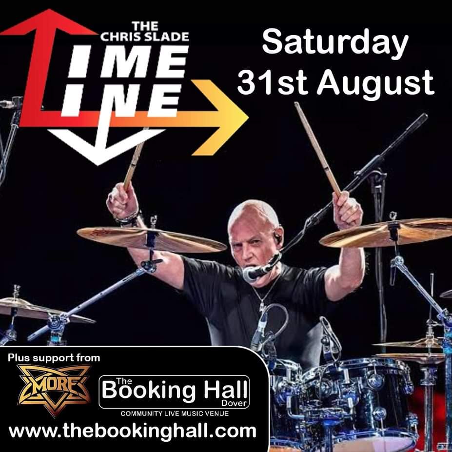 SladeTimeline's tweet image. THE CHRIS SLADE TIMELINE joined by MORE - thebookinghall.com is the place to go for tickets if you haven'tgot them already!! The Booking Hall, Dover  on 31 AUGUST⚡️ #Dover #kentevents #eventsinkent #followers #drumming #dwdrums
