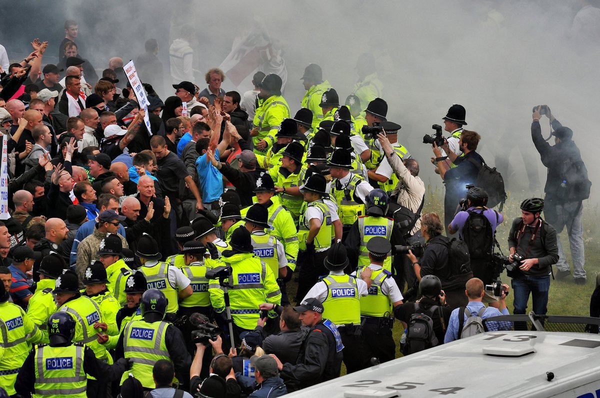 PlutoPress's tweet photo. "Whiteness riots have familiar features: police partisanship, local and national media fomentation, moral panics about crime and ‘race-mixing’. They have also operated as significant flash points for constituting the public interest as white."

https://t.co/MJSMC6vdOS https://t.co/4hNCEP6Iys