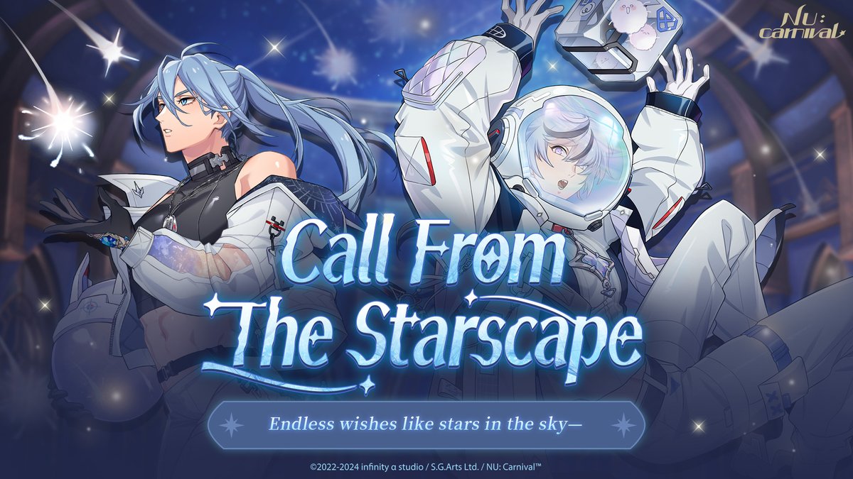 NUCarnivalEn's tweet photo. \ [Call from the Starscape] Is Here /

⏰ Availability: Today until Aug 22, 12:00 (UTC+8)

Meet underneath the stars to seize every beautiful fleeting moment! 🌠

See the official website for details:
https://t.co/UkQjURtnqT

#NUCarnival #BL #ExclusiveEvent #CallFromTheStarscape #Blade #Edmond