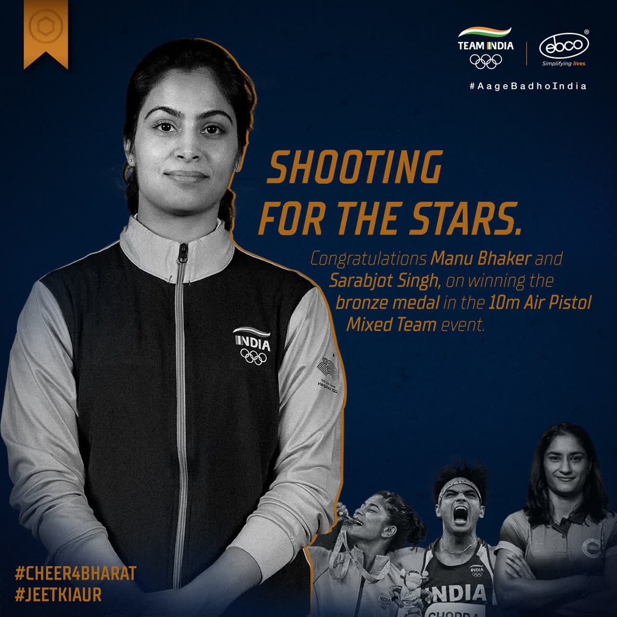 InfectiousAds's tweet image. Check out our latest work for Ebco, where we give Manu Bhaker and Sarabjot Singh their well deserved congratulations for winning the bronze medal in the 10m Air Pistol Mixed Team Event!

#Ebco #Olympics2024 #ManuBhaker #SarabjotSingh #TeamIndia  #AageBadhoIndia