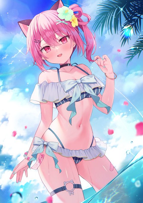 神谷ねこさんのお誕生日記念イラストを描かせていただきました!グッズも涼しげでかわいいものばかりですのでぜひチェックしてみてくださいね🌺 