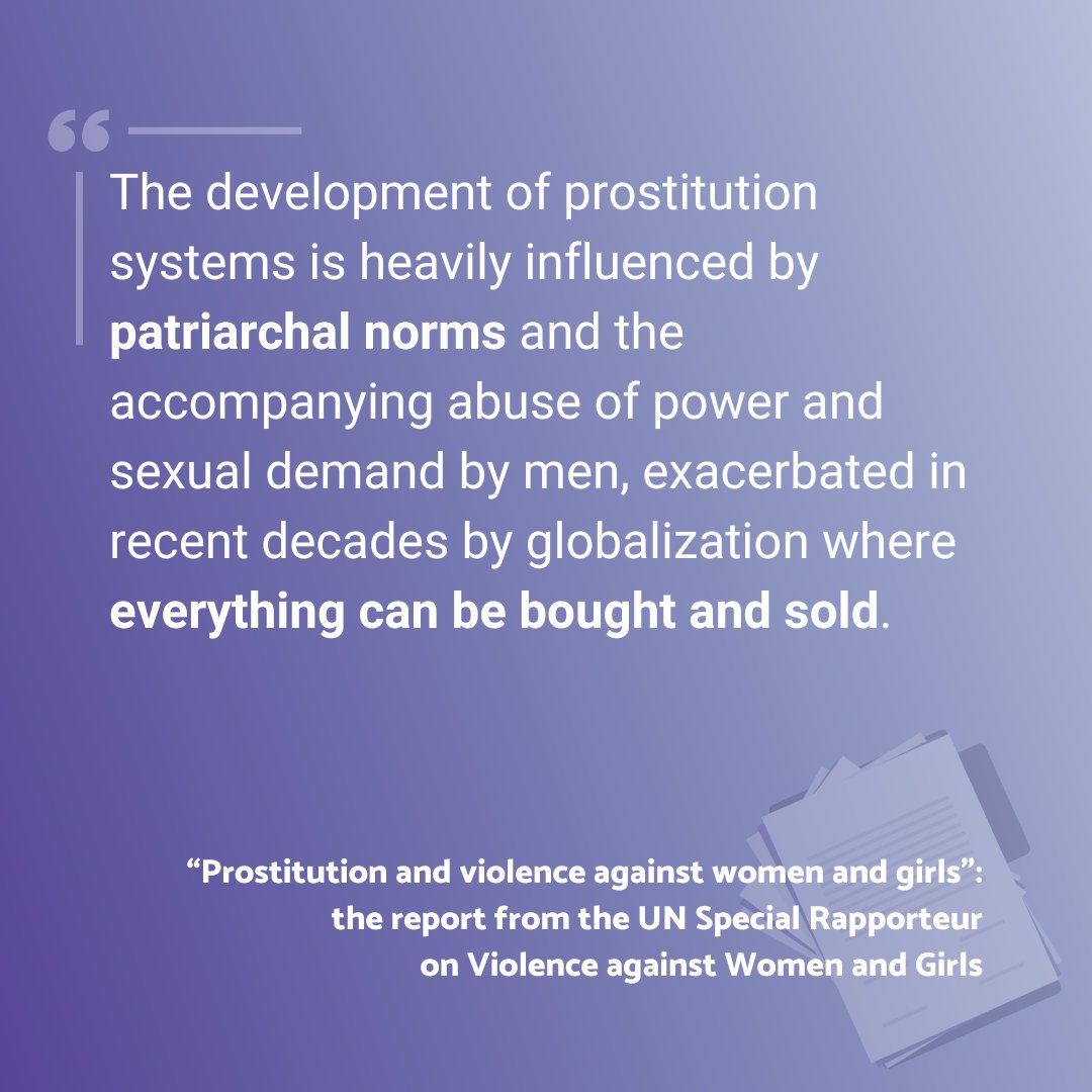 CAP international (@capintl) on Twitter photo Prostitution is a violent system of oppression perpetuated by the sexual act buyers, third parties (criminal networks, pimps) and the States that permit this system.
<a href="/UNSRVAW/">Reem Alsalem UNSR Violence Against Women and Girls</a> addresses this in her report.
#NeitherSexnorWork
More info 👉 bit.ly/UNSRVAWreport Prostitution is a violent system of oppression perpetuated by the sexual act buyers, third parties (criminal networks, pimps) and the States that permit this system.
<a href="/UNSRVAW/">Reem Alsalem UNSR Violence Against Women and Girls</a> addresses this in her report.
#NeitherSexnorWork
More info 👉 bit.ly/UNSRVAWreport