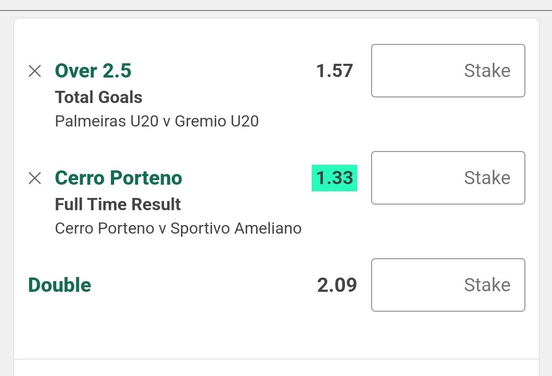 SAFilesTwo's tweet image. 📲Double

🇧🇷 Serie A u20 (19.00)
🏟 Palmeiras u20 v Gremio u20
🧾 Over 2.5 Goals

🇵🇾 Division Profesional (23.30)
🏟 Cerro Porteno v Sp. Ameliano 
🧾 Cerro Porteno Win 

📈2.09
💰1 unit