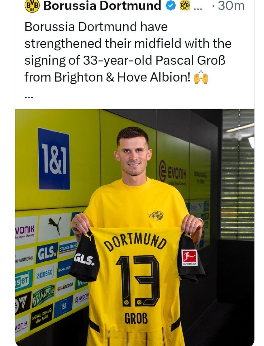 Going to miss this guy! Been a great player for us. I'm going to miss seeing a 'Groß turn' followed by him whiping in a stunning cross! Good luck Pascal! <a href="/OfficialBHAFC/">Brighton & Hove Albion</a> <a href="/BVB/">Borussia Dortmund</a> #bhafc #bha