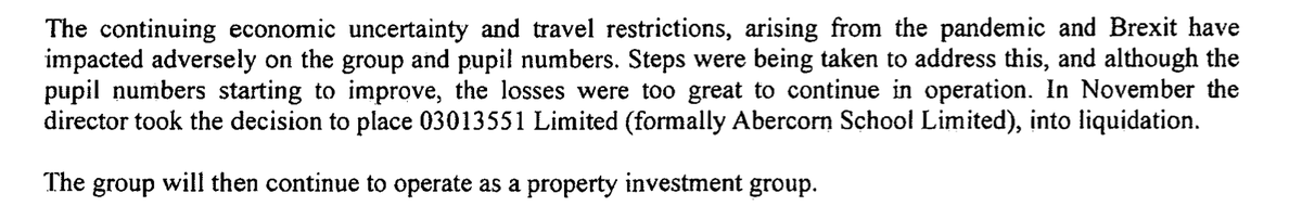 The closure of <a href="/AbercornSchool/">Abercorn School, London</a> is no surprise. The business had been in trouble for some time. Despite very high fees (£8,190/term + lunch) most recent accounts show the parent company losing £1.1m in 2021 on sales of £6.1m. 1/3