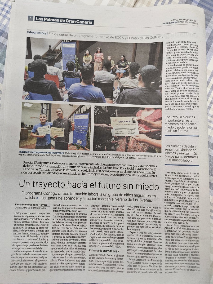 eccasocial's tweet photo. Hoy la prensa se hace eco de las actividades que estamos haciendo con la juventud migrada de las islas. Gracias @laprovincia_es por ayudarnos a difundir nuestra labor. Esta actividad se enmarca en el programa CONTIGO, y en colaboración con @patiodelascultu @socialjesuitas https://t.co/5JqHNqx5ED