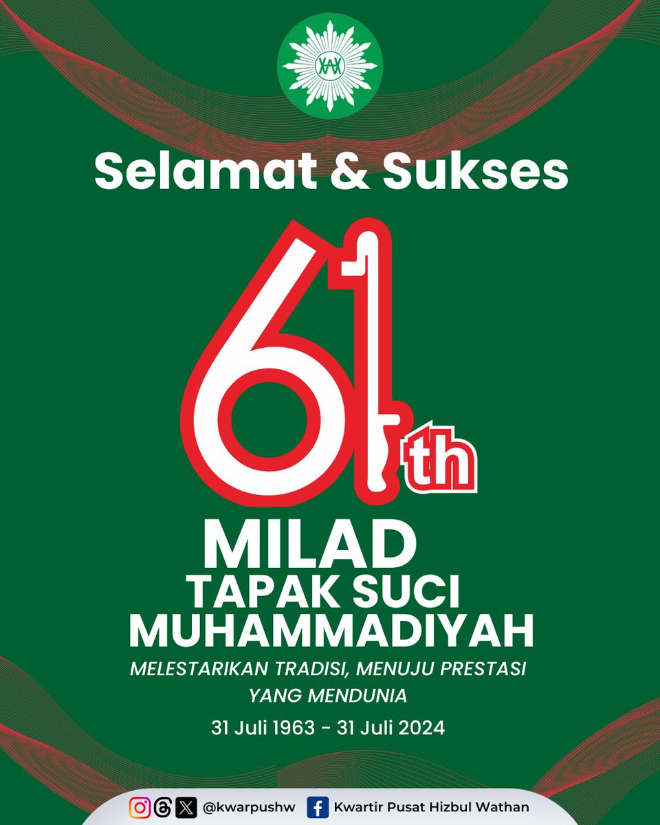Selamat Milad ke-61 Tahun Tapak Suci Putera Muhammadiyah

Semoga terus menjadi insan pendidik karakter generasi muda lewat seni bela diri dalam rangka melestarikan tradisi, menuju prestasi yang mendunia.

Salam HW Yes! 
#HizbulWathan #Muhammadiyah 
facebook.com/share/p/AfaFFh…