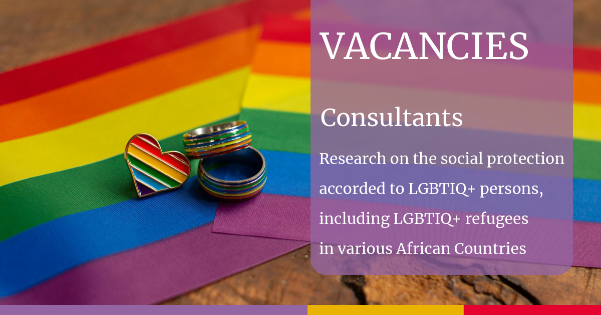 [Vacancies]

<a href="/CHR_HumanRights/">CentreForHumanRights</a> is looking for a qualified consultant to research the social protection accorded to LGBTIQ+ persons in various African countries.

🛑 Application deadline 11 August 2024.

For more ℹ️ visit:
chr.up.ac.za/latest-news/38…