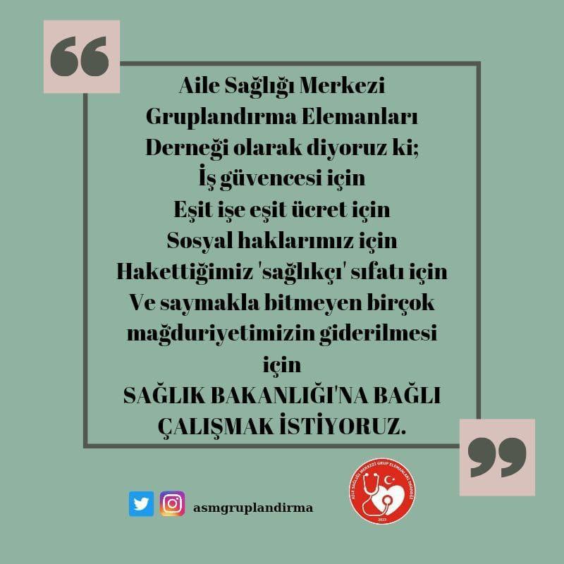 Aile hekimliğinde en çok çalışan ama asgari ücret ve altında maaş alan statüsü olmayan çalışanlarız asm grup elemanları ayrıştırılmamalı
#GrupElemanları