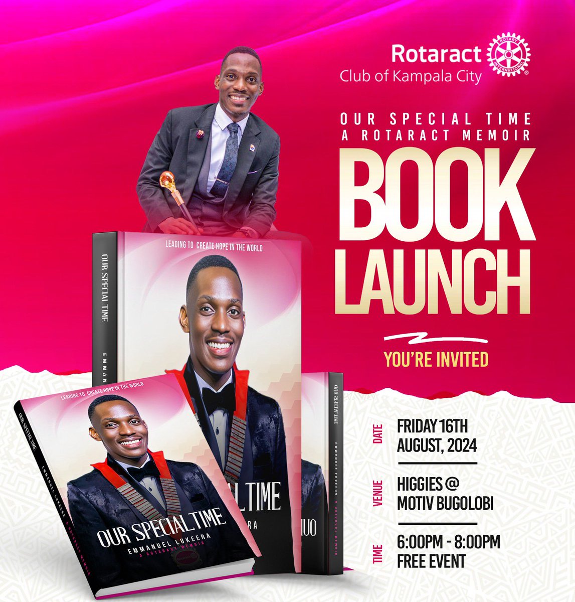 In the course of my tour of duty as District Rotaract Representative for Rotary District 9213, I was able to write down various aspects of my shared holistic experience, that I have compiled into the Book: Our Special Time. 
I am happy to invite you for the Book Launch.