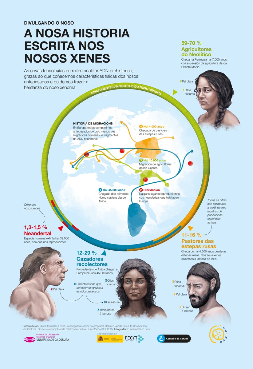 ¡el cartel sobre la genética de las poblaciones humanas, fruto de la interacción entre nuestra investigadora Gloria González Fortes y la unidad de divulgación de la USC! Próximamente, en las marquesinas de A Coruña para todo el público: