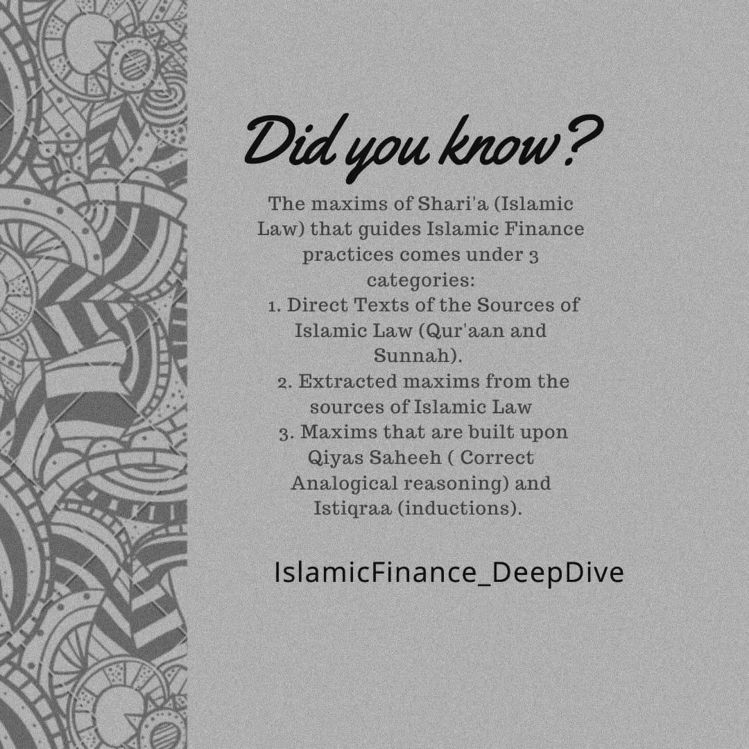 YDurojaye's tweet photo. إن قواعد الشريعة التي توجّه ممارسات التمويل الإسلامي تقع تحت ثلاث
 فئات:
 1. النصوص المباشرة من مصادر الشريعة الإسلامية (القرآن والسنة).
 2. القواعد المستنبطة من النصوص الشرعية.
 3. القواعد المبنية على القياس الصحيح و الاستقراء. https://t.co/ttYNgwomhv