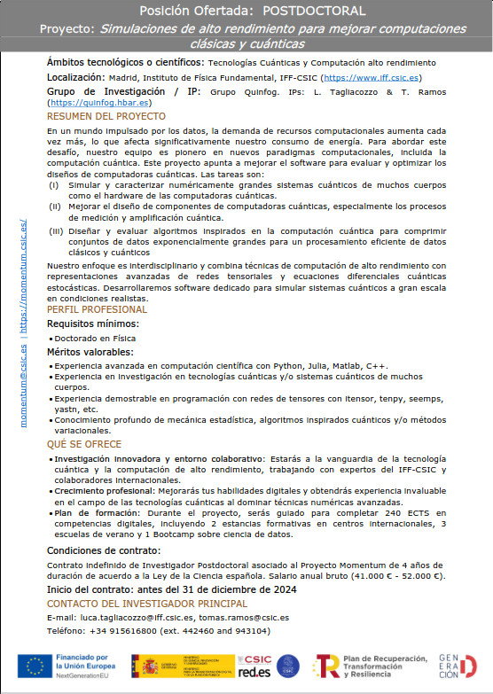 iff_csic's tweet photo. En el #IFF @csic tenemos un contrato postdoctoral en el programa del @csic de Atracción de Talento Digital coordinado por Luca Tagliacozzo y Tomás Ramos @queen_of_fog 
 ➡️https://t.co/J6VeCgkHtg 
Lee los detalles aquí 👇 https://t.co/BXUGCqObvX