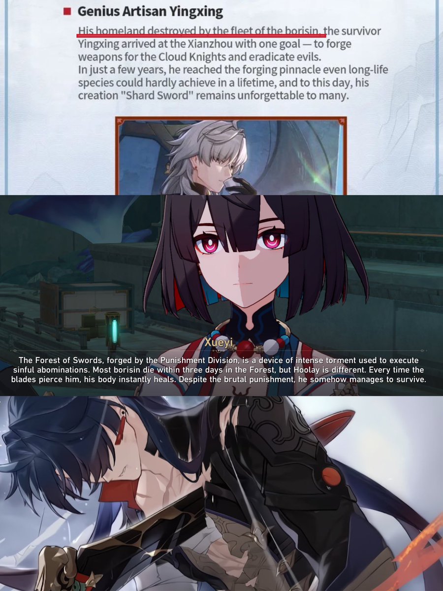 jingrenIvr's tweet photo. the borisins were the ones that destroyed yingxing’s homeland and ate his family and even when his main goal was for revenge, at the end of his life he ended up being treated the same way as those abominations… https://t.co/bklOWyts9x