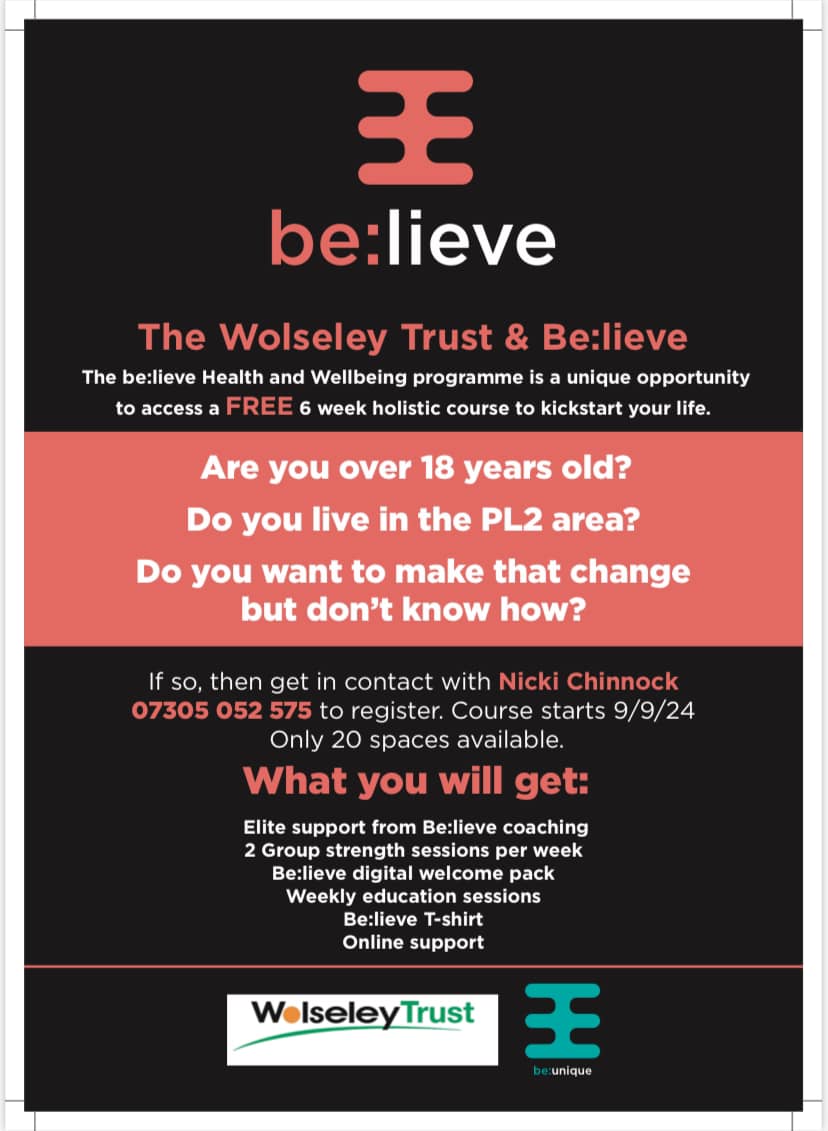 Get in contact with Nicki Chinnock, our Community and Wellbeing Manager on 07305052575 to register. Only 20 spaces available.