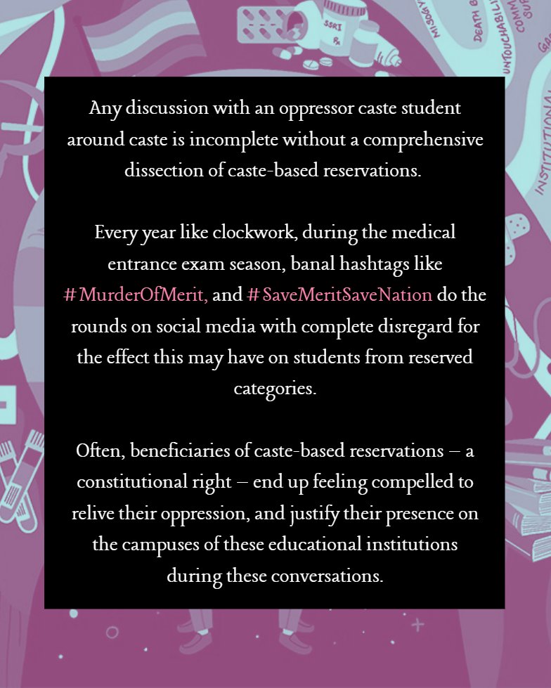 🏥 "As much as people would like to deny it, caste plays a big role in the healthcare industry, from the way reserved category students are treated in colleges, to the way medical professionals are treated during their careers."

tinyurl.com/2v29cff6 

#Reservation #NEETPG