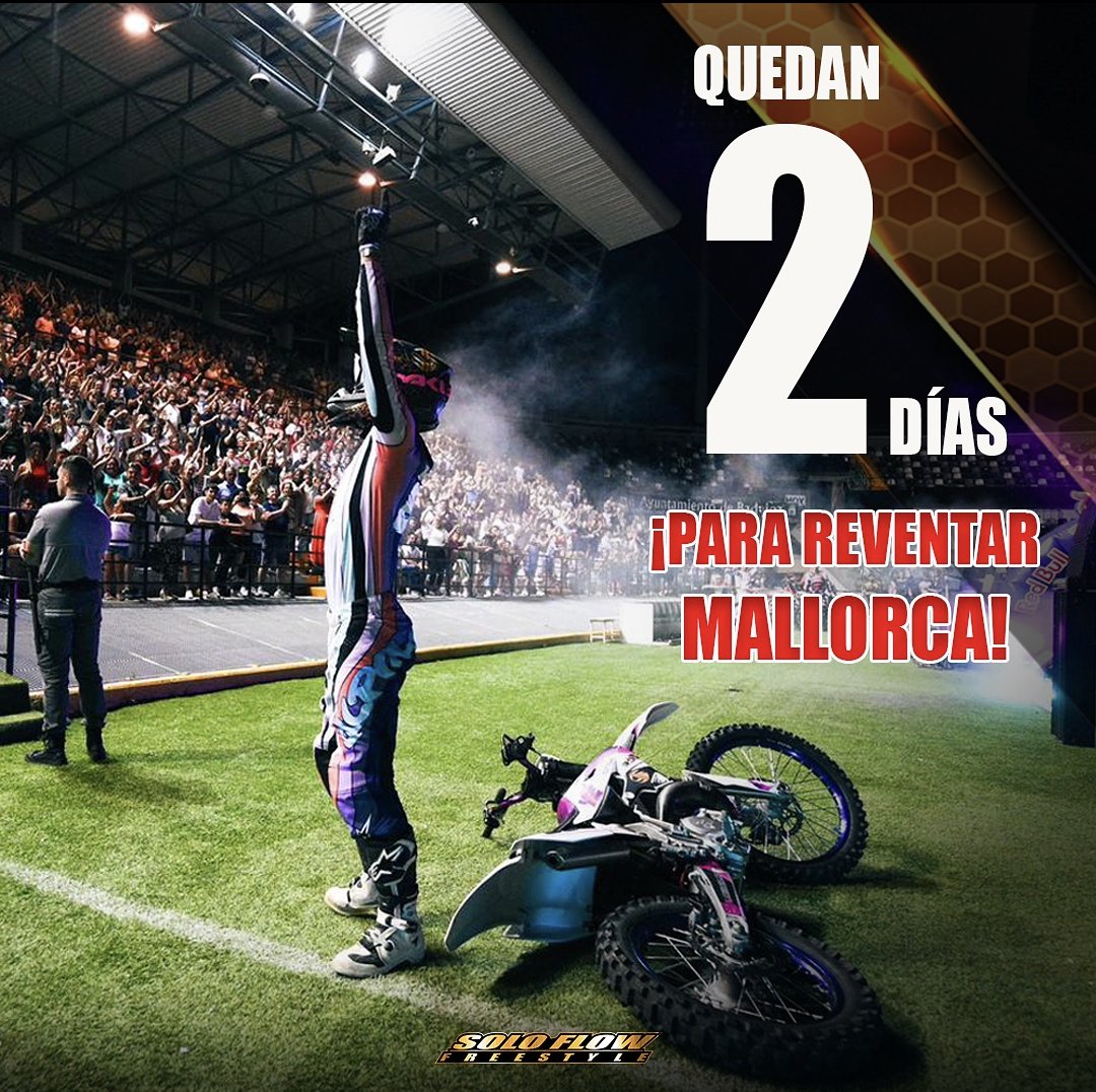 flowtespain's tweet image. ¡Quedan dos días Mallorca! 😁😎 #soloflow 
@ETORRONTERAS 
On time‼️Tus entradas ➡️ #flowte 
🎟 flowte.me/storefront/sol… 

#EdgarTorronteras #FlowteSport #flowtespain #Entradas #Mallorca #motocross