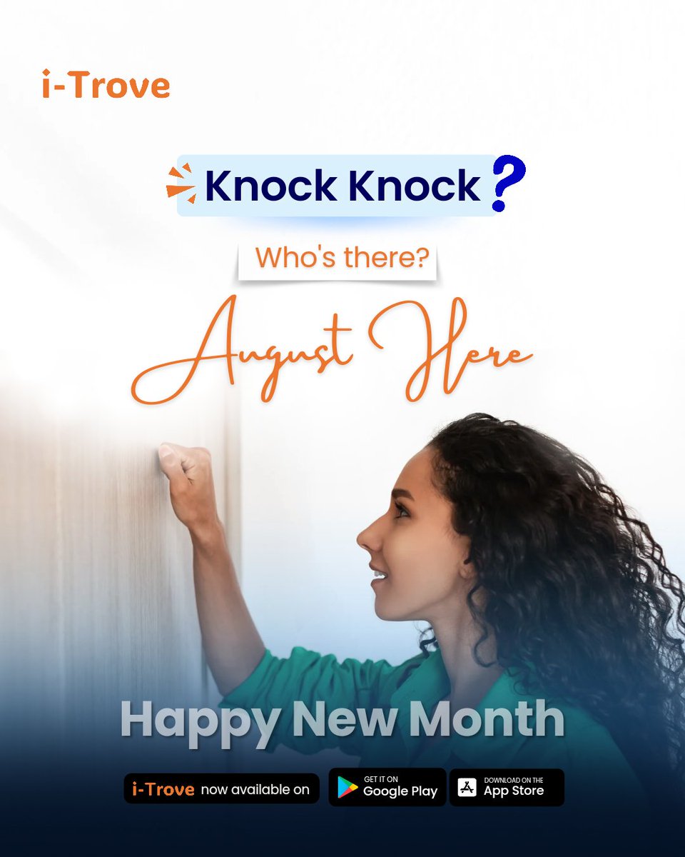 iTrove_app's tweet photo. It's August, bringing fresh opportunities.

Happy new month. 

#itrove #itroveapp #happynewmonth 
#happyaugust #freshstart https://t.co/jMAbwEyCon