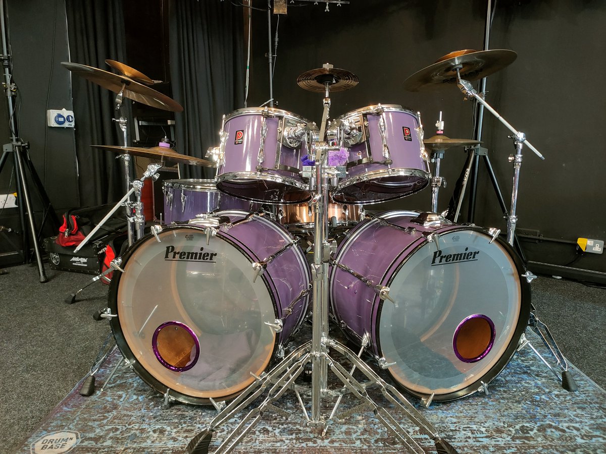 srdrummer's tweet photo. Premier drums, mahogany shells 13/13/16/16/22/22...with the Eric Delaney custom copper snare drum (14x6.5) 🥁💜 https://t.co/UeMlf1HeYc