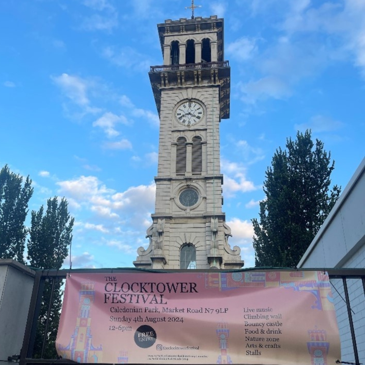 ⏰ This weekend, don't miss the Clock Tower Festival! Enjoy live music, a climbing wall, crafts, tasty treats, and family fun. Join us at Caledonian Park on Sunday, August 4, from 12 noon to 6 pm.  #DoSummer