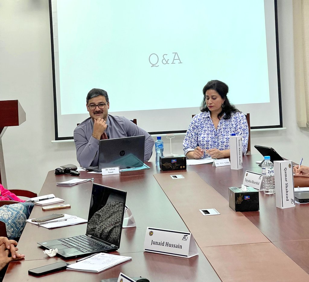 fass_air's tweet image. Day 9 Session 2 of #FASSWKSP24 🎙 Dr. @Adam_Saud1 gives a highly captivating talk on #Securitization of Discourse, and resultantly, an equally enthralling interactive session is on-going. 🛡️📚

#AirUniversity #islamabad #SecurityIssues