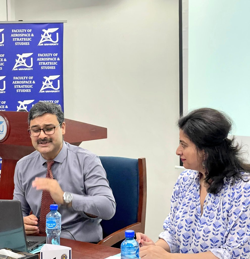 fass_air's tweet image. Day 9 Session 2 of #FASSWKSP24 🎙 Dr. @Adam_Saud1 gives a highly captivating talk on #Securitization of Discourse, and resultantly, an equally enthralling interactive session is on-going. 🛡️📚

#AirUniversity #islamabad #SecurityIssues