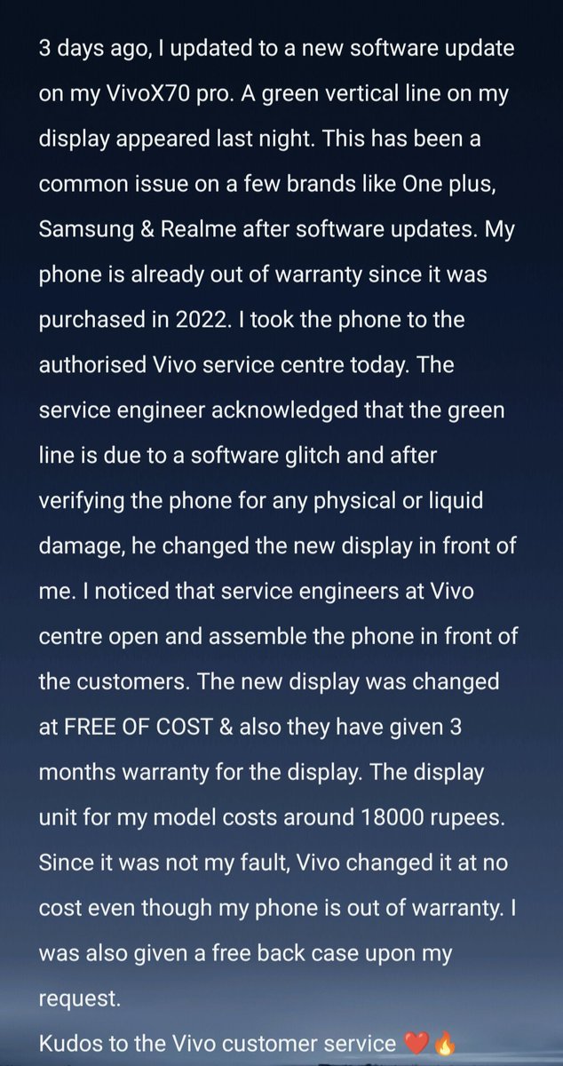 Monish89's tweet photo. Kudos to the Vivo customer service ❤️🔥 https://t.co/tV5RKqWDqy