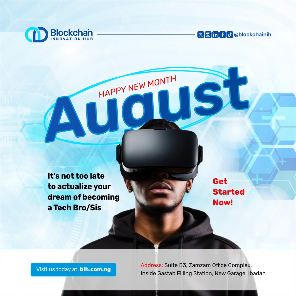 blockchainih's tweet photo. It’s not too late to pursue your dream of a sustainable tech career. 

Join us as we actualize dreams with our dedicated teams, in this new month of August and beyond. 

Happy New Month Dear Tech Enthusiasts 🥳👩‍💻🧑‍💻. Make August count and get started with us now❤️

#blockchainih https://t.co/rCzXgxuvzM