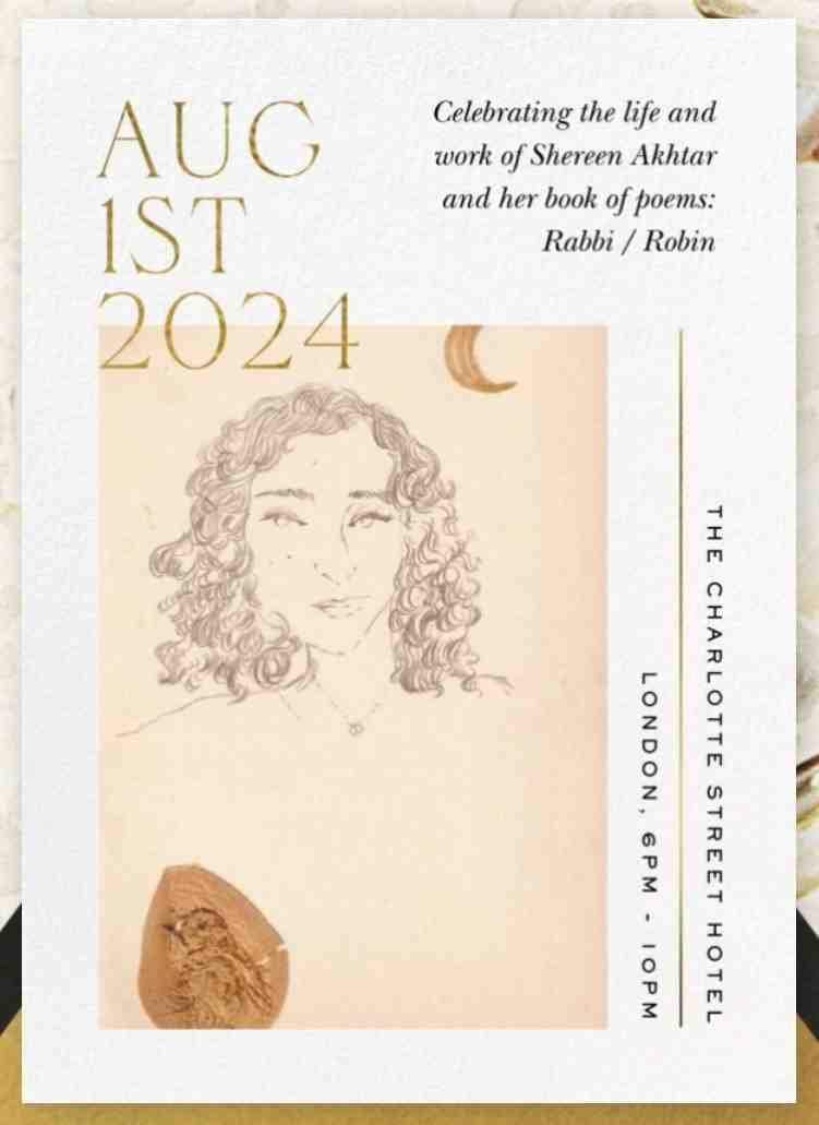 Blue Diode Press (@diodeblue) on Twitter photo Tonight in London, Thurs 1 August! Readings start at 7.30pm, doors open 6pm. Charlotte Street Hotel, London launch of the brilliant 'Rabbi / Robin' by Shereen Akhtar (Blue Diode Press, 2024). Tonight in London, Thurs 1 August! Readings start at 7.30pm, doors open 6pm. Charlotte Street Hotel, London launch of the brilliant 'Rabbi / Robin' by Shereen Akhtar (Blue Diode Press, 2024).