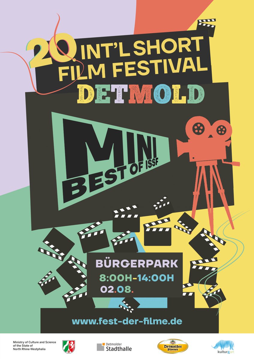 ISFFDetmold's tweet photo. We are organising Cinema day! 🎞️ It’s taking place in Burger Park in Detmold. We start at 8 o’clock and will stay until 2 PM. You can look forward to screening of short films, DJ set and maybe even face painting stand for the kids! 🤡 #ISFFDetmold https://t.co/BjafSxhiCy