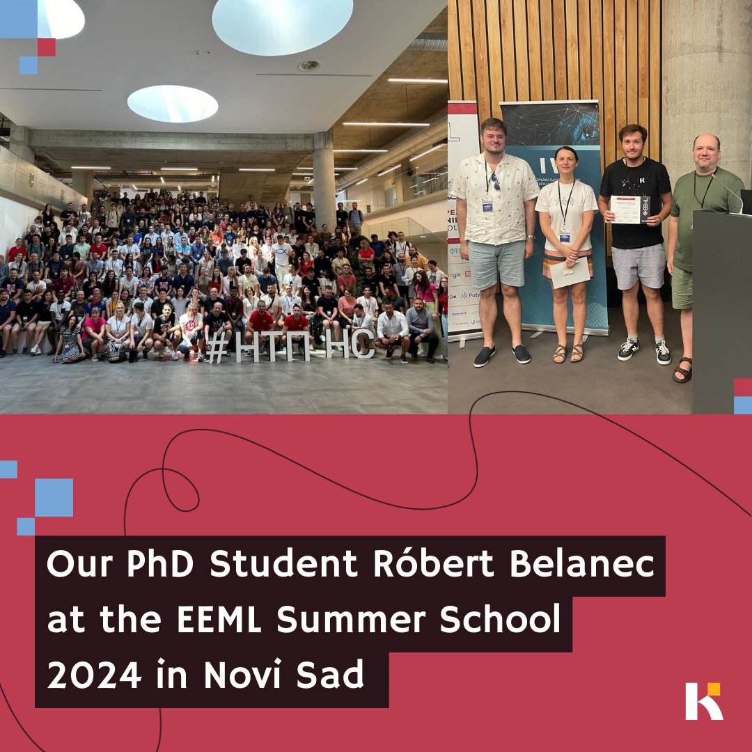 🧐 Our PhD student Róbert Belanec had the chance to visit Novi Sad thanks to the <a href="/EEMLcommunity/">EEML</a> Summer School in Serbia 👨‍💻 He also won the best poster award in the reproductions category! 🏆  
🔗 Wanna know more about his work? Visit our website: kinit.sk/member/robert-…