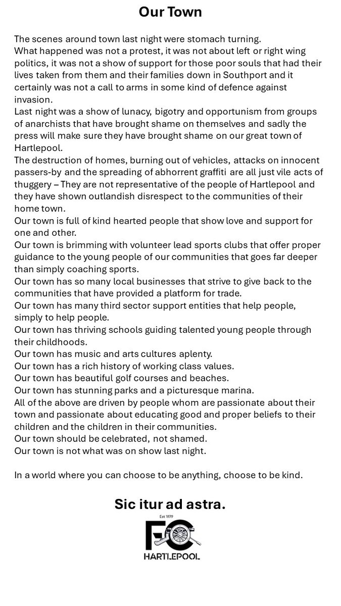 Our Town - our thoughts on last nights troubles