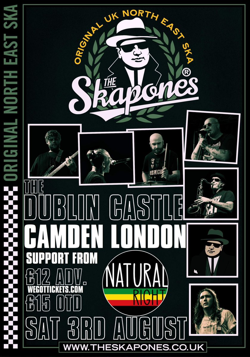 Bugbear Promotions (@bugbearmusic) on Twitter photo #Ska #Reggae #Rocksteady #2Tone
Sat 3 Aug <a href="/DublinCastle/">The Dublin Castle</a>
<a href="/Skapones/">The Skapones</a> plus NaturalRight and DJ <a href="/TonyBugbear/">Tony Gleed</a> / We Got Killers til late.
Cheap Tickets > <a href="/WeGotTickets/">WeGotTickets</a> <a href="/GCPunkNewWave/">GC's Punk & New Wave</a> <a href="/Punknews/">Punknews</a> <a href="/PunkFanzine74/">Punk Fanzine</a> <a href="/NewJournal/">Camden New Journal</a> <a href="/TimeOutLondon/">Time Out London</a> <a href="/IndyArts/">Independent Arts</a> <a href="/guardianmusic/">Guardian music</a> #Ska #Reggae #Rocksteady #2Tone
Sat 3 Aug <a href="/DublinCastle/">The Dublin Castle</a>
<a href="/Skapones/">The Skapones</a> plus NaturalRight and DJ <a href="/TonyBugbear/">Tony Gleed</a> / We Got Killers til late.
Cheap Tickets > <a href="/WeGotTickets/">WeGotTickets</a> <a href="/GCPunkNewWave/">GC's Punk & New Wave</a> <a href="/Punknews/">Punknews</a> <a href="/PunkFanzine74/">Punk Fanzine</a> <a href="/NewJournal/">Camden New Journal</a> <a href="/TimeOutLondon/">Time Out London</a> <a href="/IndyArts/">Independent Arts</a> <a href="/guardianmusic/">Guardian music</a>