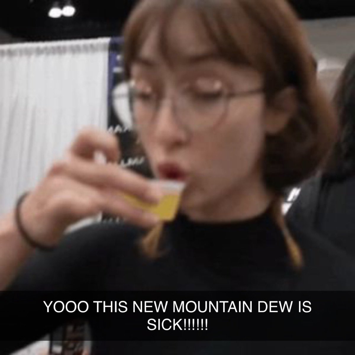 FREAKISHNEET's tweet photo. She’s tried one of the new Mountain Dew flavors! 

As a neet, Mountain Dew is her favorite drink. 

No! It isn’t cliché! https://t.co/sthfGHa10M