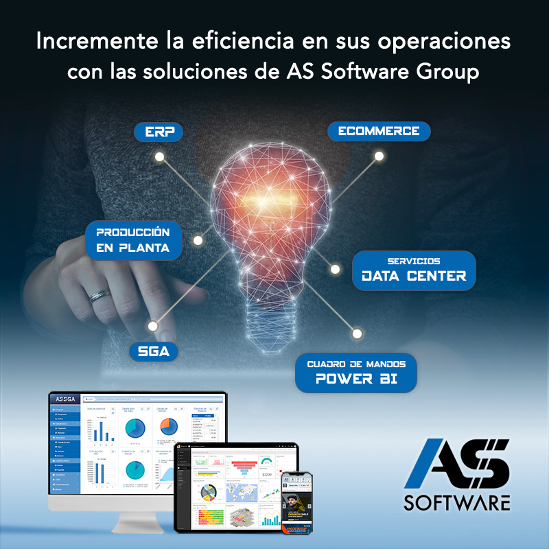 Incremente la eficiencia en sus operaciones con las soluciones de #ASSoftware. Soluciones empresariales para su sector.

En #ASSoftware somos desarrolladores e integradores de software de gestión de empresa. #SGA #CMI #ERP #ASSoftware