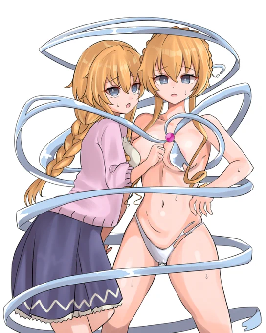 skeb納品しました デアラの八舞姉妹が流体金属っぽいものに囲まれているシチュエーション シチュの元ネタ知らず申し訳ないのですが、描くのが楽しかったです リクエストありがとうございました