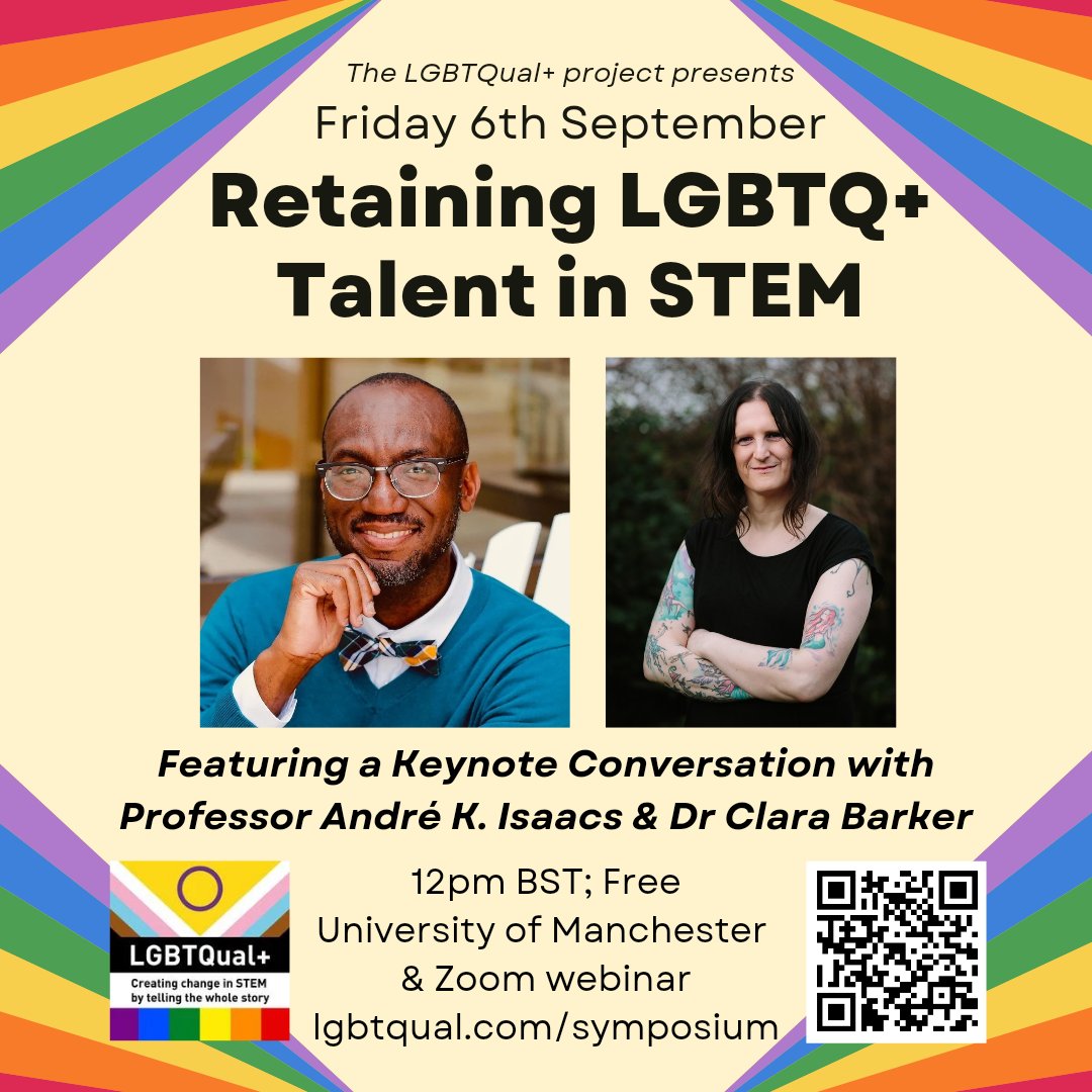 LGBTQual (@lgbtqual) on Twitter photo Join us on Friday 6 Sept at 12pm BST
Retaining LGBTQ+ talent in STEM
Featuring a keynote conversation with <a href="/drdre4000/">André K Isaacs</a> & <a href="/ClaraMBarker/">Dr Clara Barker 🔬🏳️⚧️ 🏳️🌈</a>
Free; hybrid lgbtqual.com/symposium/
#OutInSTEM #LGBTQinSTEM <a href="/RoySocChem/">Royal Society of Chemistry</a> <a href="/marcoreggiani_/">Marco Reggiani</a> <a href="/Jess_Gagnon/">Follow @jessgagnon on bluesky</a> @softmattrtheory <a href="/RamonBarthelemy/">Ramón Barthelemy</a> Join us on Friday 6 Sept at 12pm BST
Retaining LGBTQ+ talent in STEM
Featuring a keynote conversation with <a href="/drdre4000/">André K Isaacs</a> & <a href="/ClaraMBarker/">Dr Clara Barker 🔬🏳️⚧️ 🏳️🌈</a>
Free; hybrid lgbtqual.com/symposium/
#OutInSTEM #LGBTQinSTEM <a href="/RoySocChem/">Royal Society of Chemistry</a> <a href="/marcoreggiani_/">Marco Reggiani</a> <a href="/Jess_Gagnon/">Follow @jessgagnon on bluesky</a> @softmattrtheory <a href="/RamonBarthelemy/">Ramón Barthelemy</a>