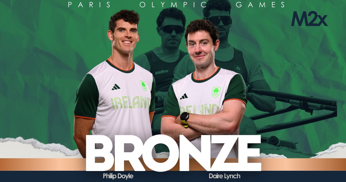 🥉BRONZE 🥉

Phil and Daire won Bronze in the 2024 Paris Olympic Games!!

#WeAreRowingIreland
#GreenBlades