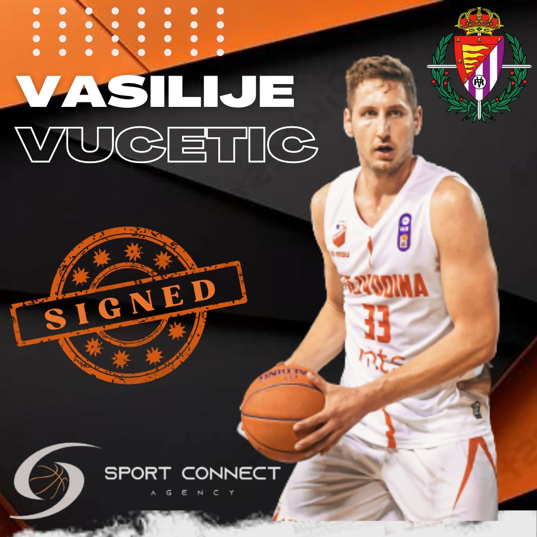 MiljanVeskovic's tweet photo. Done deal: Vasilije Vucetic (208-C/PF-96) returns to Spain and pens a one year deal with BC Valladolid!
#SportConnect #Agency @FabioSpinella https://t.co/ABleiLNSOv