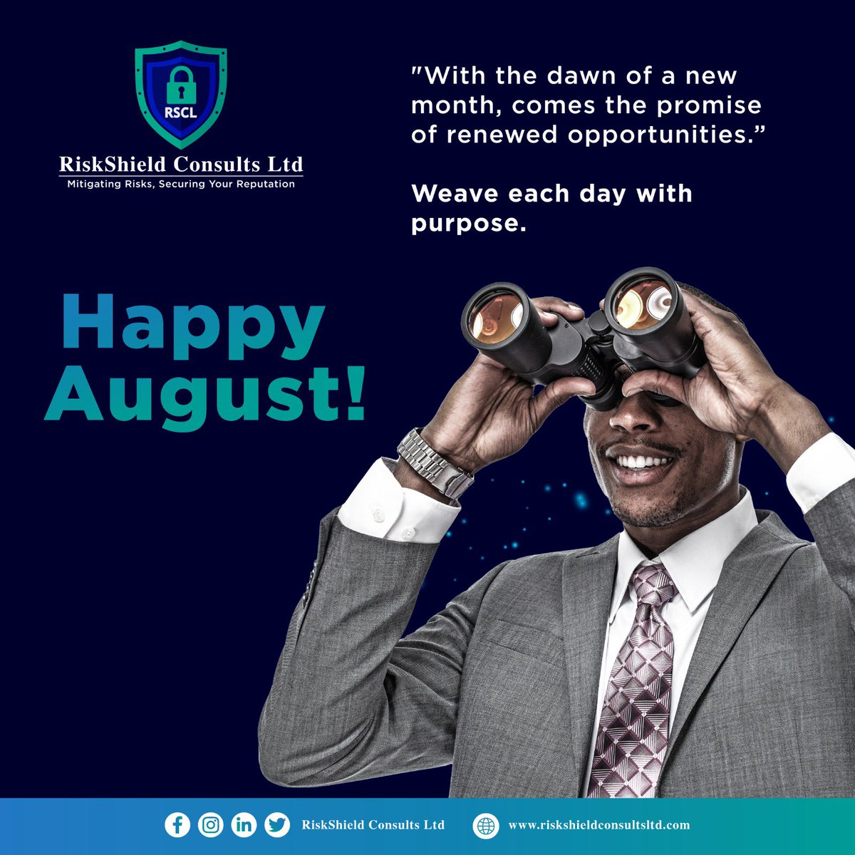 risk_shield's tweet photo. Hello August!
Let's navigate this new month with wisdom and purpose, transforming challenges into opportunities for growth. https://t.co/uXmUn5tneR