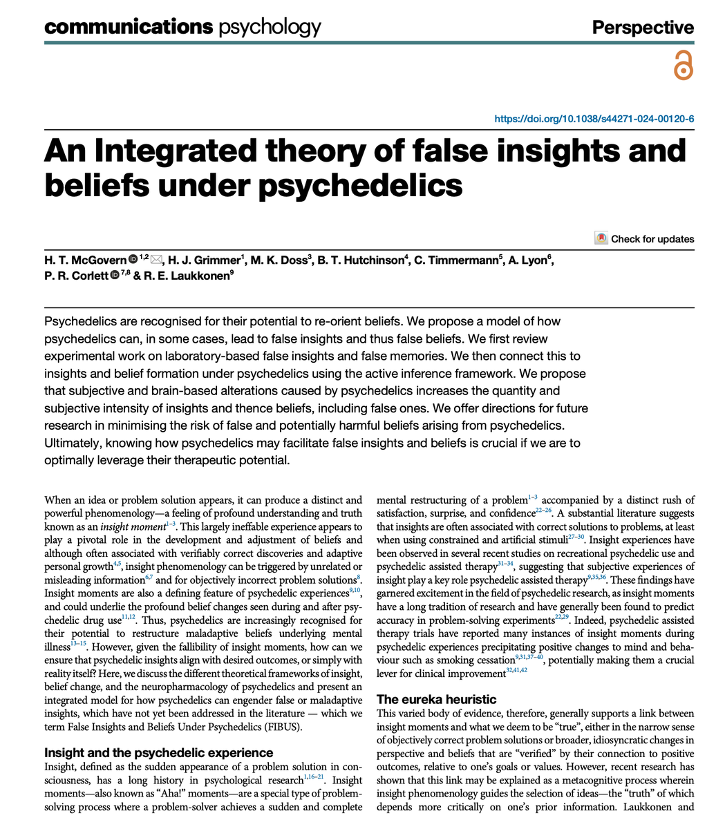 Ruben Laukkonen (@rubenlaukkonen) on Twitter photo This is the big thing we need to collectively acknowledge, then get on with the renaissance:
FIBUS: False Insights & Beliefs under Psychedelics
Out now in <a href="/Nature/">nature</a>’s @commspsychol ( 🧵)
Hugh McGovern, <a href="/HilaryGrimmer/">Hilary Grimmer</a>, <a href="/ManojDoss/">Manoj Doss not exist</a>, <a href="/B_Hutchy/">Brendan Hutchinson</a>, <a href="/neurodelia/">Chris Timmermann</a>, <a href="/aidanlyon/">Aidan</a>, @PhilCorlett1 This is the big thing we need to collectively acknowledge, then get on with the renaissance:
FIBUS: False Insights & Beliefs under Psychedelics
Out now in <a href="/Nature/">nature</a>’s @commspsychol ( 🧵)
Hugh McGovern, <a href="/HilaryGrimmer/">Hilary Grimmer</a>, <a href="/ManojDoss/">Manoj Doss not exist</a>, <a href="/B_Hutchy/">Brendan Hutchinson</a>, <a href="/neurodelia/">Chris Timmermann</a>, <a href="/aidanlyon/">Aidan</a>, @PhilCorlett1