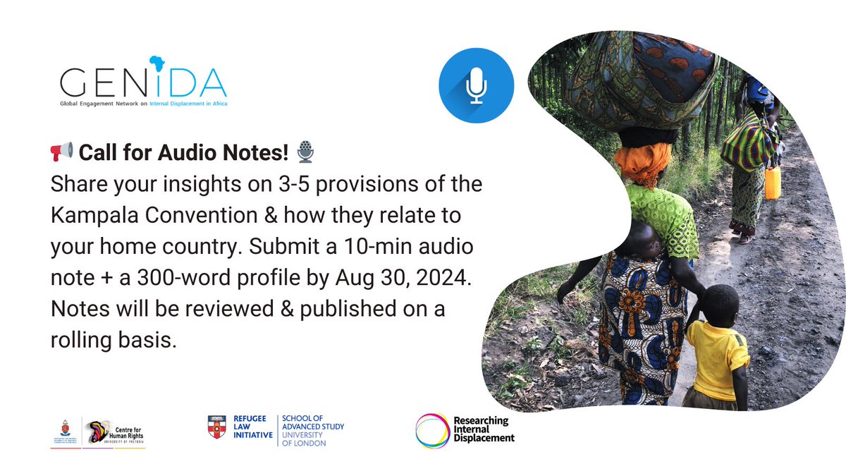 GenidaNetwork's tweet photo. The Kampala Convention provides guidelines for prevention of displacement and the management of displacement situations, stressing the need for comprehensive national policies and strategies (Articles 10-11)​. Is this the case in your country?

https://t.co/uJYnQNuF31 

#GENIDA https://t.co/9baxFJXRYk