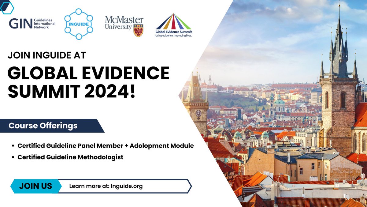 📢 Join us in Prague for in-person INGUIDE courses at the Global Evidence Summit 2024 <a href="/GESummit/">GESummit</a> ! 

Secure your spot today: extended.mcmaster.ca/product?catalo…

Don't miss out on this incredible opportunity to learn and connect with global experts!  
#GlobalEvidenceSummit2024